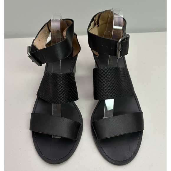 Madewell Women 9.5 M The Warren Sandal in Embossed Leather True Black Classic - Picture 1 of 7